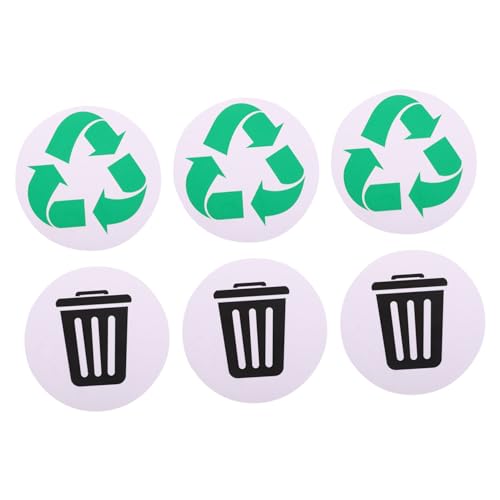 HOUDERCO 6Stücke Selbstklebende und Wasserdichte Mülltrennungsaufkleber für Recycling und Abfalltrennung für Zuhause Büro und Plätze von HOUDERCO
