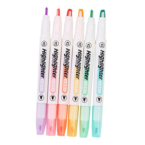 HOUDERCO 6Stücke Textmarker mit Doppelspitze Chisel und Fein Kreative und Farbenfrohe Marker für Schule und Büro Hervorheben und Schreiben Wasserlösliche Stifte für Studenten von HOUDERCO