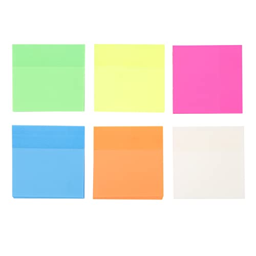 HOUDERCO 6Stücke Transparente Selbst Stick Pads Hellen Farben für Büro und Schule Wiederverwendbare Notizzettel für Erinnerungen und To Do Listen von HOUDERCO