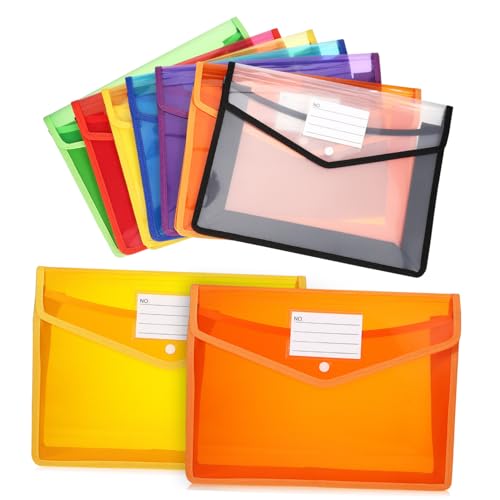 HOUDERCO 7Stücke Dokumentenorganizer Teilig Erweiterbare Dateiordner mit Knopfverschluss Transparent für Schule und Büro Farbenfrohe Aufbewahrungstaschen von HOUDERCO
