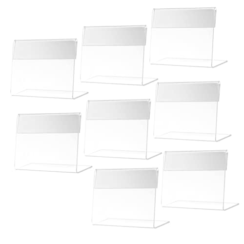 HOUDERCO 8Stücke Acryl Zeichenhalter Form für Menüs und Preisschilder Transparenter Tischaufsteller für Restaurants Messen und Geschäfte Einfaches Einfügen von HOUDERCO
