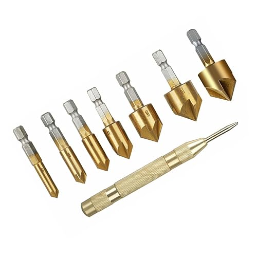 HOUDERCO 8Stücke Senkbohrer Set Teilig Hochhärte Entgratungswerkzeug mit Verschiedenen für Holzverarbeitung für Kegelbohrungen und Anfasen von Werkstücken HOUDERCO 8Stücke Senkbohrer Set Teilig Hochhärte Entgratungswerkzeug mit Verschiedenen für Holzverarbeitung für Kegelbohrungen und Anfasen von Werkstücken von HOUDERCO