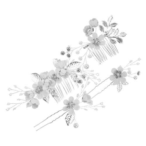 HOUDERCO Blumen Haarschmuck Set für Hochzeiten Teiliges Set mit Haarkamm und Haarnadeln Silberweiß Blumendekoration für Braut und Besondere Anlässe HOUDERCO Blumen Haarschmuck Set für Hochzeiten Teiliges Set mit Haarkamm und Haarnadeln Silberweiß Blumendekoration für Braut und Besondere Anlässe von HOUDERCO