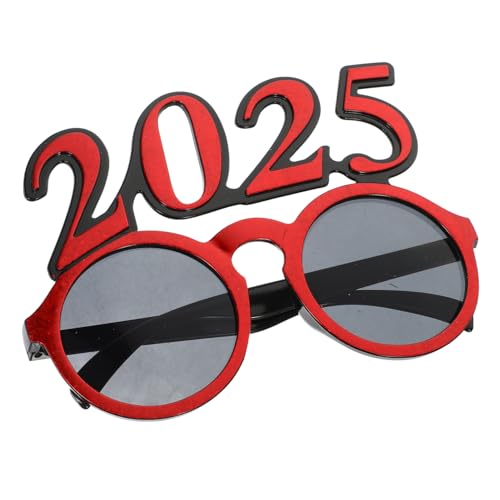 HOUDERCO Digitale Brille Mit Rundem Rahmen Flippige 2025 Neujahrsbrille Silvesterpartybrille Foto Requisiten Partybrille Modische Neujahrsdekorationen 2025 Partybrillenrahmen von HOUDERCO