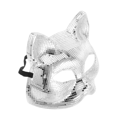 HOUDERCO Disco-katze-gesichtsmaske Discokugel-kostüm Für Damen Katzen-maskerade-maske Discokugel-kostüm Für Herren Spiegel Kostüm Silberne Vollgesichtsmaske Weiße Katzenmaske Silver Glas HOUDERCO Disco-katze-gesichtsmaske Discokugel-kostüm Für Damen Katzen-maskerade-maske Discokugel-kostüm Für Herren Spiegel Kostüm Silberne Vollgesichtsmaske Weiße Katzenmaske Silver Glas von HOUDERCO