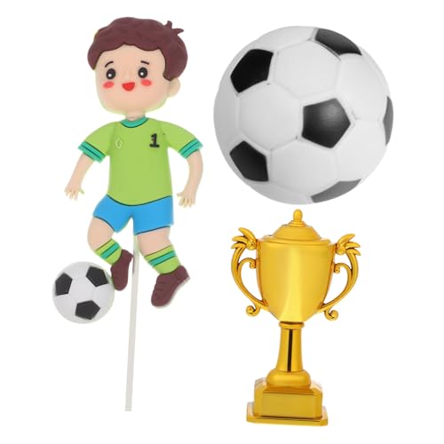 HOUDERCO Fußball Geburtstag Kuchen Dekoration Wiederverwendbare Fußball Tortenstecker mit Softballfigur und Plastiktrophäe Bunte Langlebige Happy Birthday Cake Topper für HOUDERCO Fußball Geburtstag Kuchen Dekoration Wiederverwendbare Fußball Tortenstecker mit Softballfigur und Plastiktrophäe Bunte Langlebige Happy Birthday Cake Topper für von HOUDERCO
