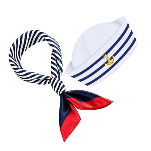 HOUDERCO Kapitänsmütze und Schal Set für Damen Nautisches Matrosen Kostüm für Mottopartys Bequem und für Freizeit und Veranstaltungen HOUDERCO Kapitänsmütze und Schal Set für Damen Nautisches Matrosen Kostüm für Mottopartys Bequem und für Freizeit und Veranstaltungen von HOUDERCO