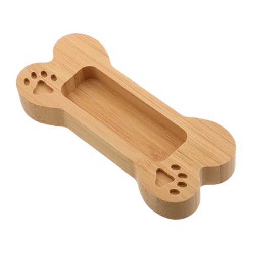 HOUDERCO Knochenförmiger Holz Visitenkartenhalter Kreatives Büroschreibtisch Ornament Kompakter Kartenständer für Business Cards Handgefertigte Holz für Einladende Arbeitsumgebung von HOUDERCO