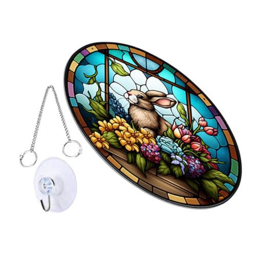 HOUDERCO Osterdeko Hängend Doppelseitiges Blumenornament für Fensterdekoration Fröhlicher Hase für Innen und Außeneinsatz für Ostern und Festliche Anlässe HOUDERCO Osterdeko Hängend Doppelseitiges Blumenornament für Fensterdekoration Fröhlicher Hase für Innen und Außeneinsatz für Ostern und Festliche Anlässe von HOUDERCO