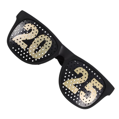 HOUDERCO Schwarze Neujahrs Partybrille mit Quadratischem Rahmen Glitzerlinsen Stabilem Kunststoff Lustiges Accessoire für Abschlussfeiern Fotokabinen und Festliche Events von HOUDERCO