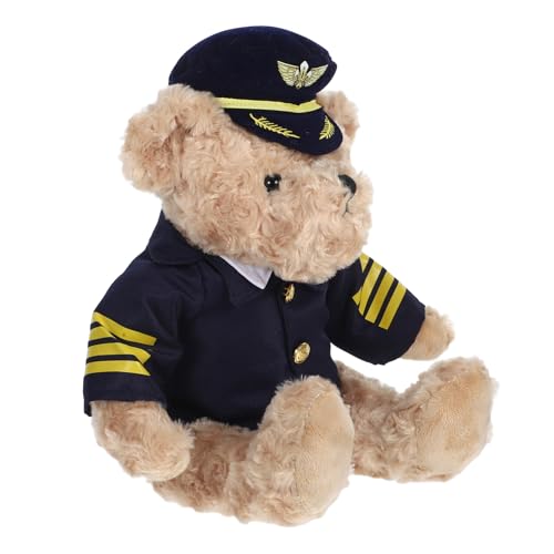 HOUDERCO Weicher Plüschbär Mit Pilotenuniform Süße Pilotenbärpuppe Flugkapitän Stofftierspielzeug Für Geburtstage Hochzeiten Und Festliche HOUDERCO Weicher Plüschbär Mit Pilotenuniform Süße Pilotenbärpuppe Flugkapitän Stofftierspielzeug Für Geburtstage Hochzeiten Und Festliche von HOUDERCO