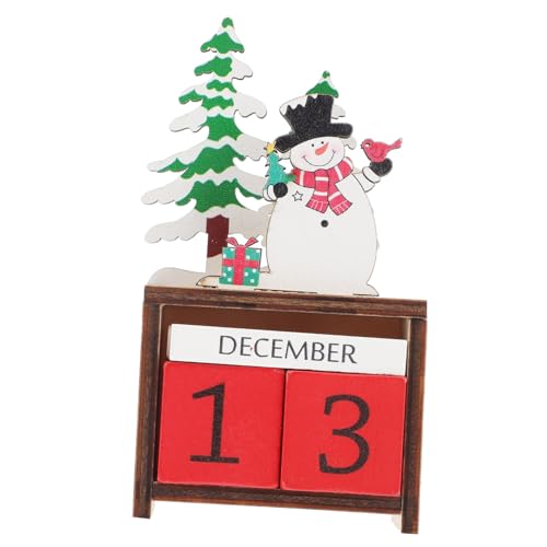 HOUDERCO Weihnachtlicher Countdown Kalender aus Holz mit Schneemann Motiv Stabilem Aufbau Dekorativ für Tisch Büro und Zuhause Festliche Weihnachtsdeko und Kreatives für Familie und Freunde von HOUDERCO