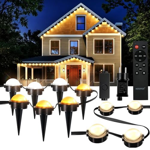 HOUHUI Lichterkette Außen, 20Meter 40 LEDs Warm bis Kaltweißes Rasenlichter,IP67 Wasserdicht 6 Modi mit Fernsteuerung, 2700 K - 6500 K Dimmbare Weiße Trauflichter für Garten, Hof, Party,Weihnachten HOUHUI Lichterkette Außen, 20Meter 40 LEDs Warm bis Kaltweißes Rasenlichter,IP67 Wasserdicht 6 Modi mit Fernsteuerung, 2700 K - 6500 K Dimmbare Weiße Trauflichter für Garten, Hof, Party,Weihnachten von HOUHUI