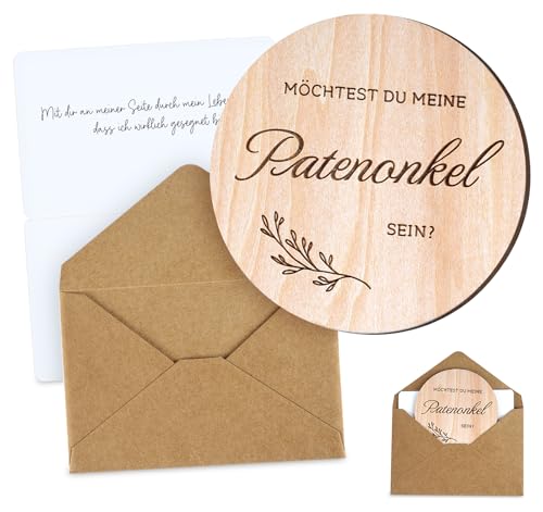 HOUISM Patenonkel Fragen Holzscheibe mit Karte und Klappkuvert - Willst du meine Patentante sein - Geschenk für Taufgeschenk Karten Geburt Taufpaten Taufpate Schwangerschaft verkünden HOUISM Patenonkel Fragen Holzscheibe mit Karte und Klappkuvert - Willst du meine Patentante sein - Geschenk für Taufgeschenk Karten Geburt Taufpaten Taufpate Schwangerschaft verkünden von HOUISM