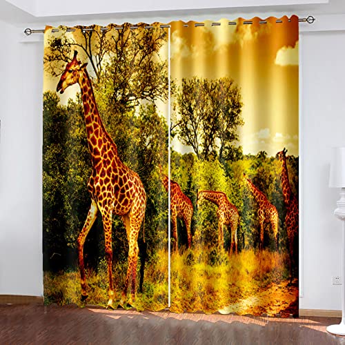HOUKAI Vorhänge Kurz Fenster Wohnzimmer 3D Tier Giraffe Vorhang Verdunkelung Blickdicht Gardinen 140x160 cm Vorhänge Schlafzimmer Mit Muster Modern 2Er Set, Vorhänge Für Kinder Mit Ösen HOUKAI Vorhänge Kurz Fenster Wohnzimmer 3D Tier Giraffe Vorhang Verdunkelung Blickdicht Gardinen 140x160 cm Vorhänge Schlafzimmer Mit Muster Modern 2Er Set, Vorhänge Für Kinder Mit Ösen von HOUKAI