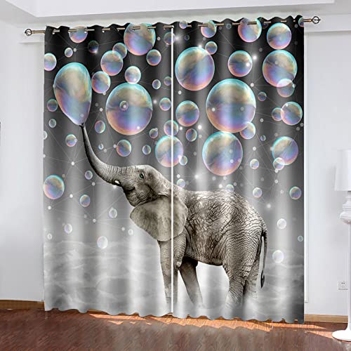 Vorhänge Kinderzimmer Junge 3D Seifenblasenkunst Elefant Vorhänge Jungen Kinder Mädchen 200x214 Cm Vorhänge Blickdicht Dekor Schlafzimmer, Verdunkelungs Fenster Vorhang Panels, Gardinen Mit Ösen Vorhänge Kinderzimmer Junge 3D Seifenblasenkunst Elefant Vorhänge Jungen Kinder Mädchen 200x214 Cm Vorhänge Blickdicht Dekor Schlafzimmer, Verdunkelungs Fenster Vorhang Panels, Gardinen Mit Ösen von HOUKAI