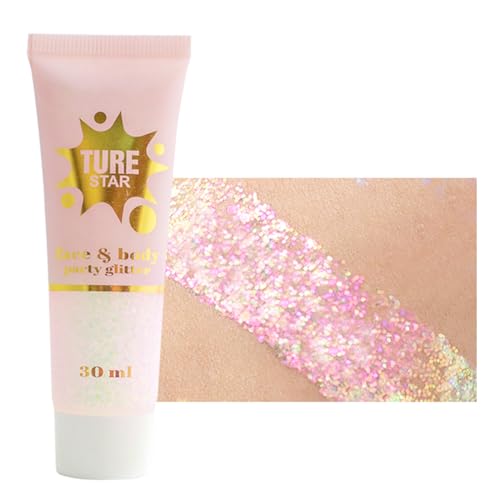 Body Glitter Gel, Face Glitters Body Gel Sequins Shimmer Liquid Eyeshadow, Glitter Sequins Chunky für Glitzer Gesicht Haare Lippen Nägel Make Up Kosmetik Festival Party,30ML Body Glitter Gel, Face Glitters Body Gel Sequins Shimmer Liquid Eyeshadow, Glitter Sequins Chunky für Glitzer Gesicht Haare Lippen Nägel Make Up Kosmetik Festival Party,30ML von HOUSN