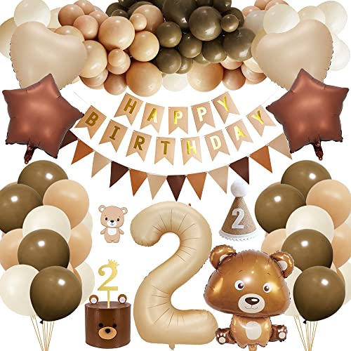 Geburtstagsdeko 2 Jahr Junge, Zweite Geburtstag Mädchen Junge, 2. Kindergeburtstag Deko mit Luftballon 2. Geburtstag, Cake Topper 2. Geburtstag, 2. Geburtstag Hut for Baby 2 Jahr Geburtstag Deko von HOUSTAR