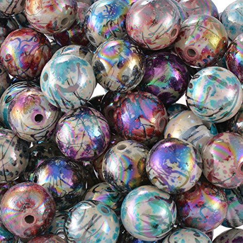 HOUSWEETY 100 Mix Acryl Rund Spacer Perlen Beads Kugeln Mehrfarbig 12mm von HOUSWEETY