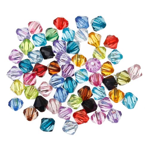 HOUSWEETY 1000 Mix Doppelkegel Perlen Bicone Rhomben Facettiert Beads Acrylperlen 6x6mm von HOUSWEETY