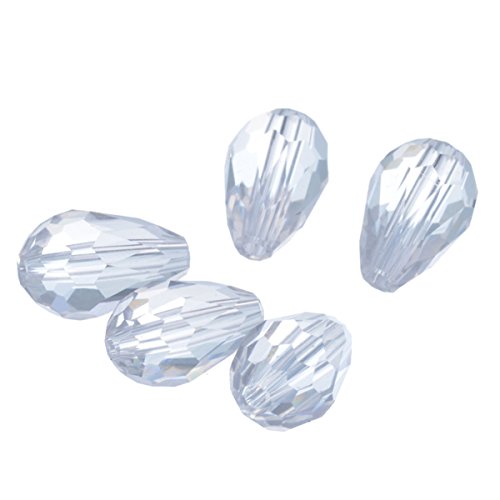 HOUSWEETY 50 Klar Oval Kristall Facettiert Glasperlen Beads Tropfen 11x8mm von HOUSWEETY