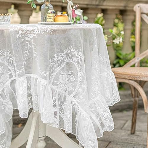 Spitzen-Tischdecke, Retro-Mesh-Tischdecke, weiße rechteckige Tischdecke für Party-Dekoration, Picknick-Tuch, Hintergrundstoff, Gaze-Tischdecke, rund, 180 cm Spitzen-Tischdecke, Retro-Mesh-Tischdecke, weiße rechteckige Tischdecke für Party-Dekoration, Picknick-Tuch, Hintergrundstoff, Gaze-Tischdecke, rund, 180 cm von HOUWJYAI