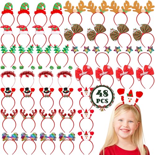 48 Stück Weihnachts-Stirnbänder, niedliche Weihnachts-Kopfbedeckung, Weihnachtsmann, Weihnachtsbaum, Schneemann, bunte Sterne, Rentiergeweih in 12 Stilen für Weihnachtsgeschenke, Weihnachtsfeiertage 48 Stück Weihnachts-Stirnbänder, niedliche Weihnachts-Kopfbedeckung, Weihnachtsmann, Weihnachtsbaum, Schneemann, bunte Sterne, Rentiergeweih in 12 Stilen für Weihnachtsgeschenke, Weihnachtsfeiertage von HOVACY