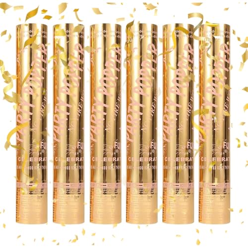 HOVCEH Party Kanone Konfetti Gold, 6 Stück Konfetti Kanonen Biologisch Abbaubar Gold, Karneval Party 30cm Konfetti Kanone, Große Party Poppers Konfetti Kanonen, Ideal für Geburtstage, Partys und HOVCEH Party Kanone Konfetti Gold, 6 Stück Konfetti Kanonen Biologisch Abbaubar Gold, Karneval Party 30cm Konfetti Kanone, Große Party Poppers Konfetti Kanonen, Ideal für Geburtstage, Partys und von HOVCEH