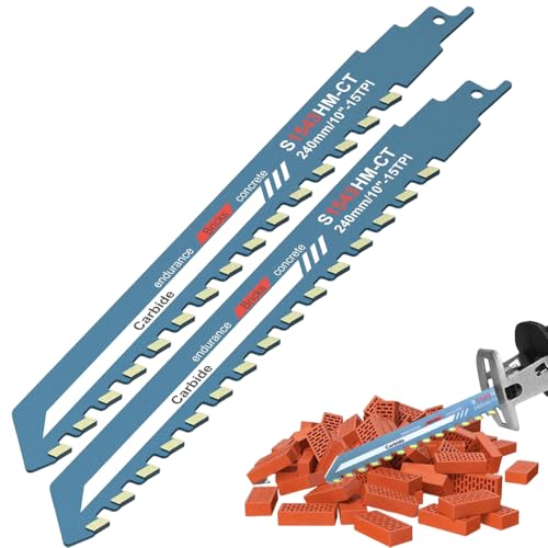HOVCEH Säbelsägeblätter für Mauerwerk, 2 Stück, 25,4 cm, Universal-Betonsäge, legierter Stahl, Multifunktionswerkzeug, Mauerwerk für Stahl, Ziegel, Zement, Beton, Verbundplatten HOVCEH Säbelsägeblätter für Mauerwerk, 2 Stück, 25,4 cm, Universal-Betonsäge, legierter Stahl, Multifunktionswerkzeug, Mauerwerk für Stahl, Ziegel, Zement, Beton, Verbundplatten von HOVCEH