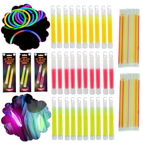 60pcs Glow Sticks, Glow in the Dark Bendable Sticks, Non-Toxic, Non-Flammable Sticks with Lanyard and Hook, Glow Sticks Bulk Party Pack von HOVUK
