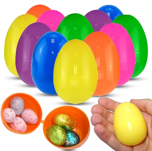 HOVUK Ostereier aus Kunststoff, befüllbar, 6 cm, bunte Eier, Jagdkorbfüller, Überraschungseier zum Befüllen mit Frühlingsbonbons und Spielzeug, Partyzubehör, 12 Stück von HOVUK