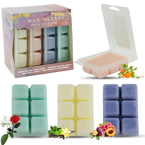HOVUK 4 quadratische Duftwachswürfel, 240 ml, gemischte Duftwachswürfel für Kerzenwärmer, Sojawachs für Raumduft, Kerzen-Geschenk-Set für Mütter, Geburtstag HOVUK 4 quadratische Duftwachswürfel, 240 ml, gemischte Duftwachswürfel für Kerzenwärmer, Sojawachs für Raumduft, Kerzen-Geschenk-Set für Mütter, Geburtstag von HOVUK