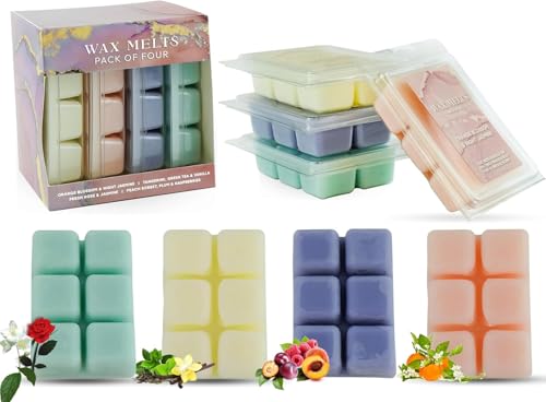 HOVUK Duftwachs mit Blumenduft, 240 ml, 8 Stück – stark duftende Wachsschmelzen, Heimduft, Wachswürfel, Wachsschmelzen, Geschenk-Set – Duft von Rose, Pflaume, Jasmin, Vanille von HOVUK