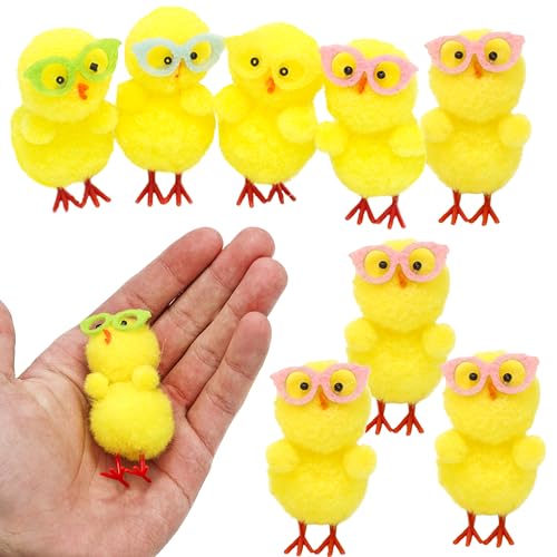 HOVUK Gelbe, flauschige kleine Küken mit Brille, DIY Kunst und Handwerk, Küken für Osterhaube, Eiersuche, Spielzeugfüller, Partyzubehör, Partydekoration und Kuchendekoration, Größe: 5 cm, 8 Stück HOVUK Gelbe, flauschige kleine Küken mit Brille, DIY Kunst und Handwerk, Küken für Osterhaube, Eiersuche, Spielzeugfüller, Partyzubehör, Partydekoration und Kuchendekoration, Größe: 5 cm, 8 Stück von HOVUK