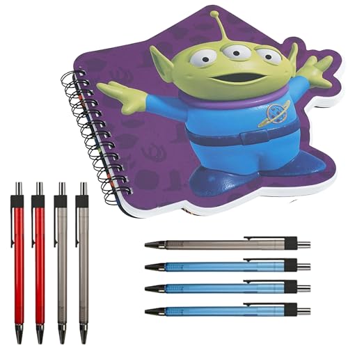 HOVUK Toy Story Alien Notizbuch & mehrfarbiges einziehbares Stift-Set – A6 Spiralnotizblöcke + 8 sortierte Kugelschreiber mit mittlerer Spitze | Kinder & Erwachsene Schreibwaren zum Schreiben HOVUK Toy Story Alien Notizbuch & mehrfarbiges einziehbares Stift-Set – A6 Spiralnotizblöcke + 8 sortierte Kugelschreiber mit mittlerer Spitze | Kinder & Erwachsene Schreibwaren zum Schreiben von HOVUK