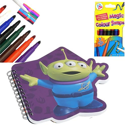 HOVUK Toy Story inspiriertes 2D-Form-Notizbuch mit Draht und mehrfarbigen, einziehbaren Kugelschreibern (9 x Schreibwaren-Sets) von HOVUK