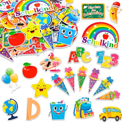 HOWAF 100 STK Streudeko Einschulung Deko Tisch, Konfetti Einschulung Schultüte ABC 123 Konfetti Schulanfang Deko für Schulkind Tischdeko Einschulung Junge Mädchen, C von HOWAF