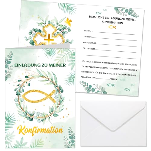 HOWAF 12 Einladungskarten Konfirmation mit Umschlag, Einladung Konfirmation Einladungskarten Fisch Konfirmation Karte, Einladungen zur Konfirmation Jungen Mädchen Firmung Konfirmation Deko HOWAF 12 Einladungskarten Konfirmation mit Umschlag, Einladung Konfirmation Einladungskarten Fisch Konfirmation Karte, Einladungen zur Konfirmation Jungen Mädchen Firmung Konfirmation Deko von HOWAF