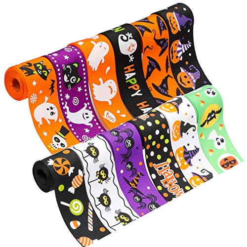 HOWAF 12 Rollen Halloween Grosgrain Bänder Dekoband Halloween Geschenkband Ripsband stoffband für DIY, Halloween Dekoration, Halloween Geschenkverpackung, 11M, 25mm HOWAF 12 Rollen Halloween Grosgrain Bänder Dekoband Halloween Geschenkband Ripsband stoffband für DIY, Halloween Dekoration, Halloween Geschenkverpackung, 11M, 25mm von HOWAF