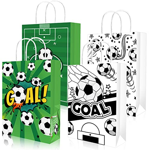 HOWAF 12pcs Fußball Geschenktüten Kindergeburtstag Fußball Party Papiertüten Partytüten Fußball Geschenk Taschen Süßigkeiten Taschen Mitgebsel Tüten Fußball Geschenke für Jungs Kinder Geburtstage Deko von HOWAF