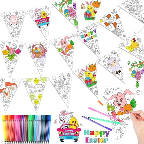 HOWAF Ostern Basteln Kinder, Papier Ostergirlande Ostern zum Ausmalen Ostereier Osterhase Girlande Ostern Basteln Ostern Kinder, Ostergeschenke Kinder, Bastelset Ostern Deko Osterdeko, Mal Mich Bunt HOWAF Ostern Basteln Kinder, Papier Ostergirlande Ostern zum Ausmalen Ostereier Osterhase Girlande Ostern Basteln Ostern Kinder, Ostergeschenke Kinder, Bastelset Ostern Deko Osterdeko, Mal Mich Bunt von HOWAF