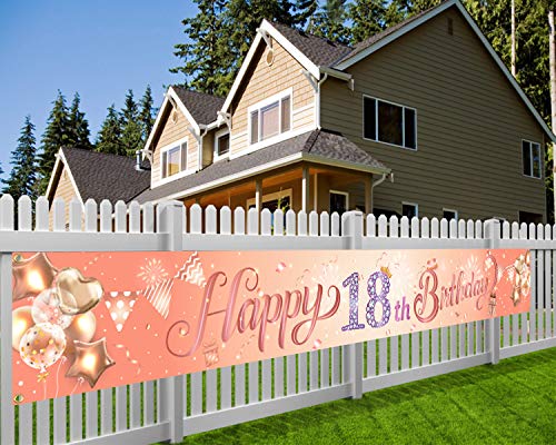 HOWAF Extra Lange Banner für 18. Geburtstag Dekoration Rose Gold, 18. Geburtstag Stoff Photo Booth Hintergrund für Mädchen 18 Geburtstag Deko Garten Tisch Mauer, 9 * 1.2 Füße HOWAF Extra Lange Banner für 18. Geburtstag Dekoration Rose Gold, 18. Geburtstag Stoff Photo Booth Hintergrund für Mädchen 18 Geburtstag Deko Garten Tisch Mauer, 9 * 1.2 Füße von HOWAF