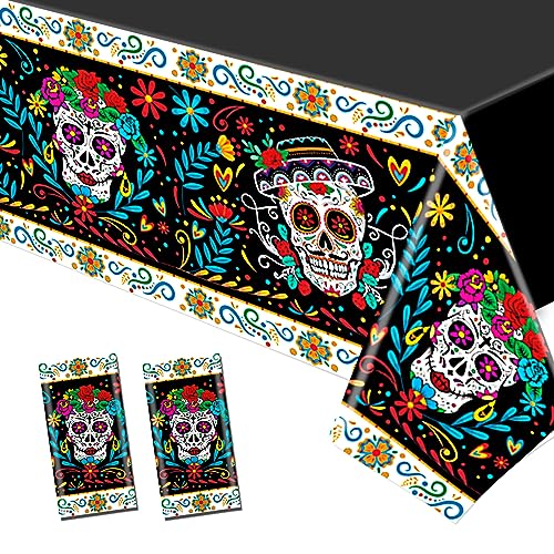 HOWAF 2 Dia De Los Muertos Tischdecke Einweg-Kunststoff-Tischdecken, PVC Halloween Tischdecke Halloween Deko Tag der Toten Rechteck Tischdecken Wasserdicht Halloween Tischdeko Dia De Los Muertos deko HOWAF 2 Dia De Los Muertos Tischdecke Einweg-Kunststoff-Tischdecken, PVC Halloween Tischdecke Halloween Deko Tag der Toten Rechteck Tischdecken Wasserdicht Halloween Tischdeko Dia De Los Muertos deko von HOWAF