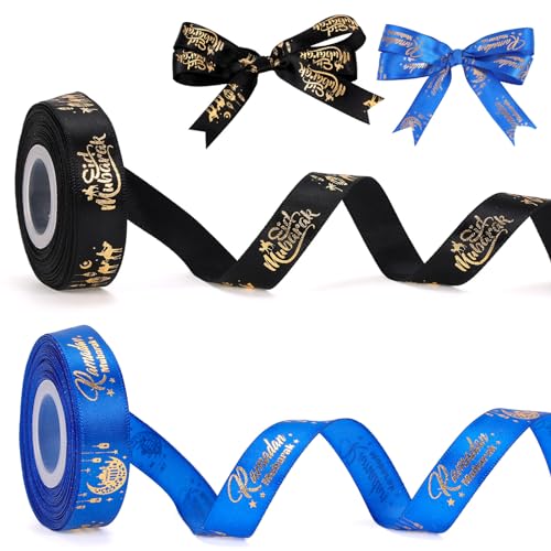 HOWAF 2 Ramadan Mubarak Satinband Eid Mubarak Schleifenband, Ramadan Mubarak Schleifenband Eid Mubarak Geschenkband Stoff Dekoband zum Geschenkverpackung Ramadan Eid Mubarak Dekoration, 16mm x 5 Yard HOWAF 2 Ramadan Mubarak Satinband Eid Mubarak Schleifenband, Ramadan Mubarak Schleifenband Eid Mubarak Geschenkband Stoff Dekoband zum Geschenkverpackung Ramadan Eid Mubarak Dekoration, 16mm x 5 Yard von HOWAF