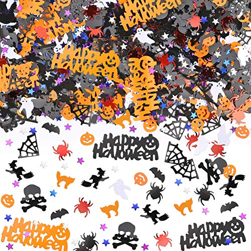 HOWAF 2000 + pcs Halloween Konfetti Tisch deko Kürbisse Spinnen Fledermäuse Hexen Schädel Netze Katze Geist Halloween Tisch Konfetti für Halloween Party Dekorationen von HOWAF