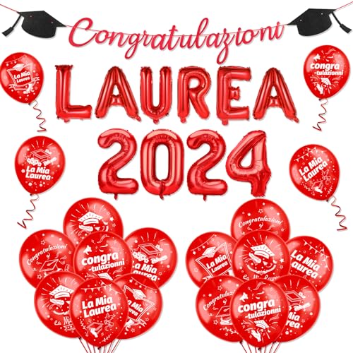 HOWAF 2024 Laurea Graduation Luftballons, Graduation Banner Laurea Folienballons f¨¹r 2024 Laurea Graduation Party Dekorationen von HOWAF