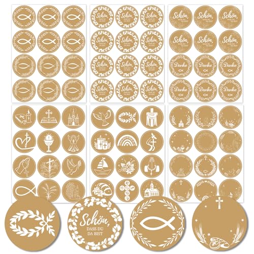 HOWAF 24 Bögen-288pcs Aufkleber Kommunion Konfirmation Taufe, Aufkleber Schön DASS du da bist Fisch Aufkleber Danke Sticker Kommunion für Taufe Konfirmation Erstkommunion Kommunion Deko, Braun HOWAF 24 Bögen-288pcs Aufkleber Kommunion Konfirmation Taufe, Aufkleber Schön DASS du da bist Fisch Aufkleber Danke Sticker Kommunion für Taufe Konfirmation Erstkommunion Kommunion Deko, Braun von HOWAF