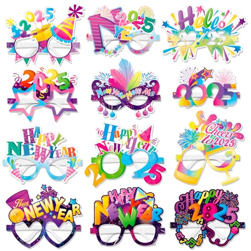 HOWAF 24 Stück Silvester Brille 2025 Farbig Happy New Year Partybrillen Silvester Deko 2025 Frohes Neues Jahr Brillen Neujahr Brillen Foto Requisiten für Happy New Year Deko 2025 Deko Silvester Party HOWAF 24 Stück Silvester Brille 2025 Farbig Happy New Year Partybrillen Silvester Deko 2025 Frohes Neues Jahr Brillen Neujahr Brillen Foto Requisiten für Happy New Year Deko 2025 Deko Silvester Party von HOWAF