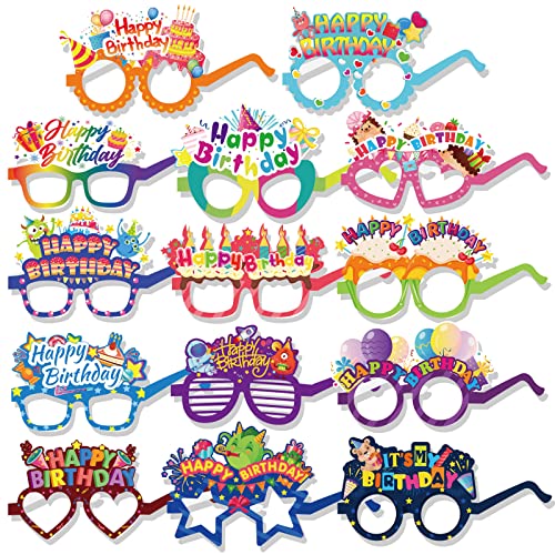 HOWAF 28 Alles Gute zum Geburtstag Partybrille, Happy Birthday Papier Partybrillen Geburtstag Partybrillen Spassbrillen Erwachsene Kinder Foto Requisiten Geburtstag Fotobox Accessoires Geburtstag Deko von HOWAF