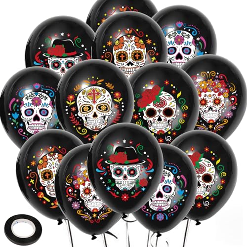 HOWAF 30 Dia De Los Muertos Deko Luftballons Dia De Los Muertos Luftballons Tag der Toten Ballons Halloween Luftballons Sugar Skull Luftballons Day of The Dead für Cinco De Mayo Halloween Deko HOWAF 30 Dia De Los Muertos Deko Luftballons Dia De Los Muertos Luftballons Tag der Toten Ballons Halloween Luftballons Sugar Skull Luftballons Day of The Dead für Cinco De Mayo Halloween Deko von HOWAF